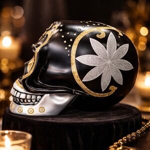 Christopher Radko Sugar Skull Day of the Dead Decor Black Gold‎ Silver Halloween
